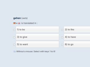 Captura de ecrã do treinador de vocabulário